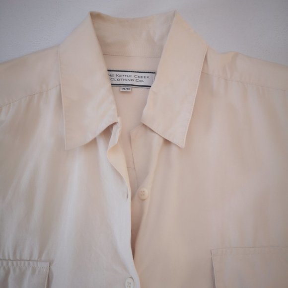 The Kettle Creek Clothing Co. Men's 100% Silk Light Beige Shirt - Picture 4 of 10